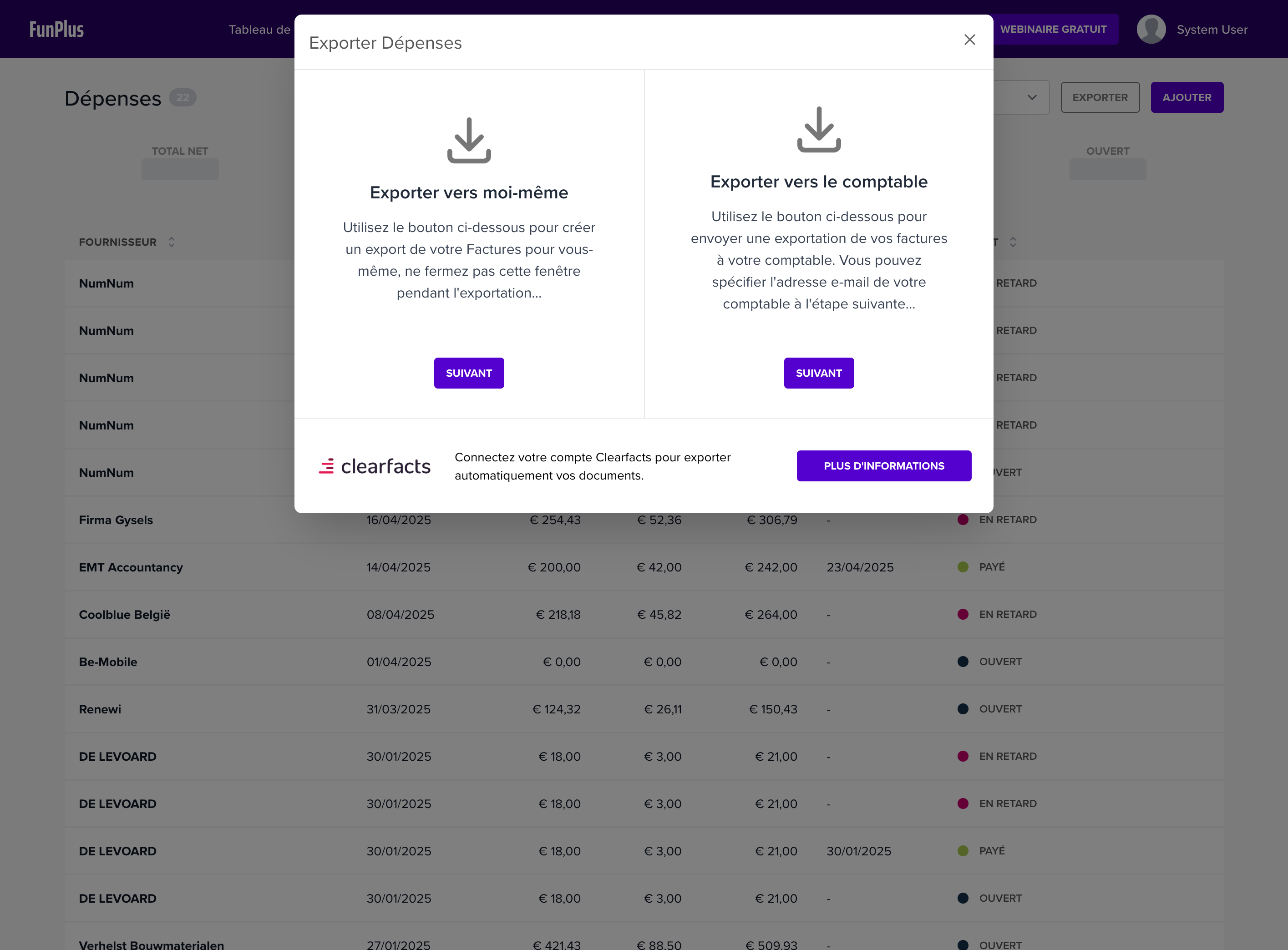 Exporter les Dépenses