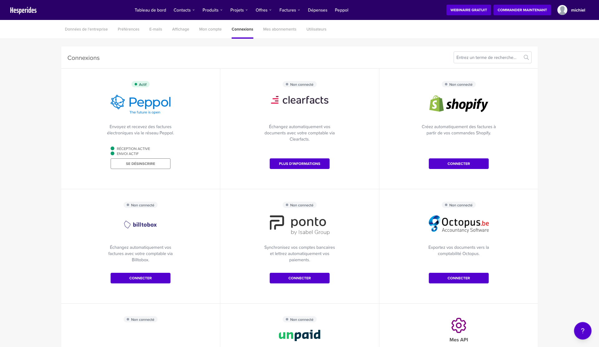 Connexions avec Peppol